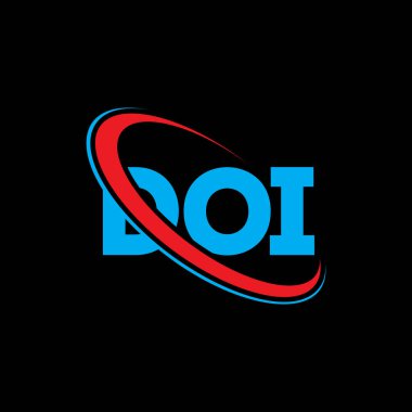 Logo mu? Mektup. Mektup logosu tasarımı. Çember ve büyük harfli monogram logosuna bağlı ilk DOI logosu. Teknoloji, iş ve emlak markası için DOI tipografisi.
