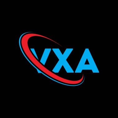 VXA logosu. VXA mektubu. VXA harf logosu tasarımı. Çember ve büyük harfli monogram logosuna bağlı baş harfler VXA logosu. Teknoloji, iş ve emlak markası için VXA tipografisi.