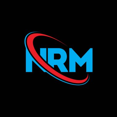 NRM logosu. NRM mektubu. NRM mektup logosu tasarımı. Çember ve büyük harfli monogram logosuna bağlı NRM logosu. Teknoloji, iş ve emlak markası için NRM tipografisi.