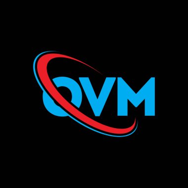 OVM logosu. OVM mektubu. OVM mektup logosu tasarımı. Çember ve büyük harfli monogram logosuna bağlı baş harfler OVM logosu. Teknoloji, iş ve emlak markası için OVM tipografisi.