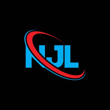 NJL logosu. NJL mektubu. NJL mektup logosu tasarımı. Çember ve büyük harfli monogram logosuna bağlı NJL logosu. Teknoloji, iş ve emlak markası için NJL tipografisi.