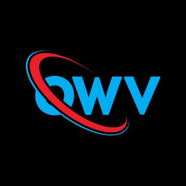 OWV logosu. OWV mektubu. OWV mektup logosu tasarımı. Çember ve büyük harfli monogram logosuna bağlı baş harfler OWV logosu. Teknoloji, iş ve emlak markası için OWV tipografisi.