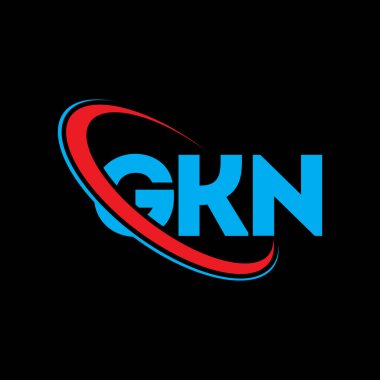 GKN logosu. GKN harfi. GKN harf logosu tasarımı. Çember ve büyük harfli monogram logosuyla birleştirilmiş GKN logosu. Teknoloji, iş ve emlak markası için GKN tipografisi.