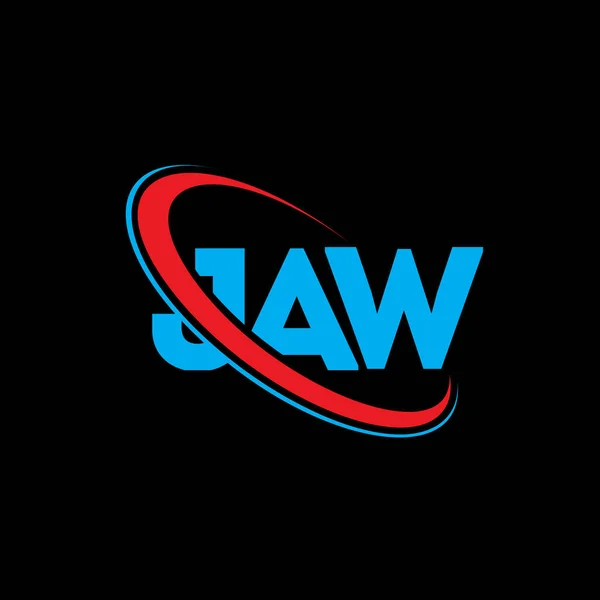 Jawロゴ Jawの手紙 Jawレターロゴデザイン 初期のJawロゴはサークルロゴと大文字のモノグラムロゴにリンクされています ビジネス 不動産ブランドのためのJawタイポグラフィ — ストックベクタ
