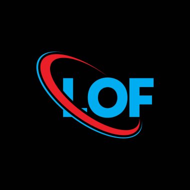 Lof logosu. Lof mektubu. LOF mektup logosu tasarımı. Çember ve büyük harfli monogram logosuna bağlı ilk LOF logosu. Teknoloji, iş ve emlak markası için LOF tipografisi.