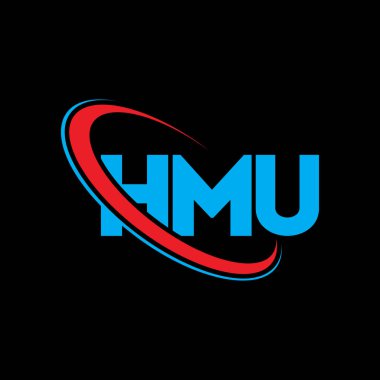 HMU logosu. HMU mektubu. HMU harf logosu tasarımı. Çember ve büyük harfli monogram logosuna bağlı HMU logosu. Teknoloji, iş ve emlak markası için HMU tipografisi.