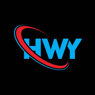 HWY logosu. HWY mektubu. HWY harf logosu tasarımı. Çember ve büyük harfli monogram logosuyla HWY logosunun baş harfleri. Teknoloji, iş ve emlak markası için HWY tipografisi.