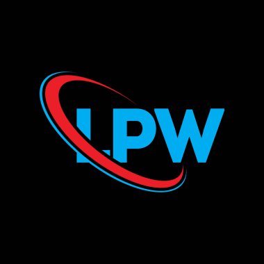 LPW logosu. LPW mektubu. LPW harf logosu tasarımı. Çember ve büyük harfli monogram logosuna bağlı ilk LPW logosu. Teknoloji, iş ve emlak markası için LPW tipografisi.