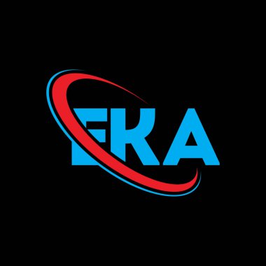 EKA logosu. EKA mektubu. EKA mektup logosu tasarımı. Çember ve büyük harfli monogram logosuna bağlı baş harfler EKA logosu. Teknoloji, iş ve emlak markası için EKA tipografisi.
