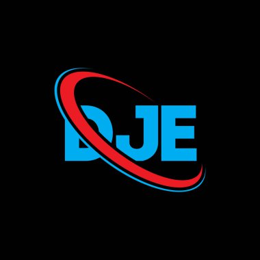 DJ logosu. DJE mektubu. DJE mektup logosu tasarımı. Daire ve büyük harfli monogram logosuna bağlı DJE logosu. Teknoloji, iş ve emlak markası için DJE tipografisi.