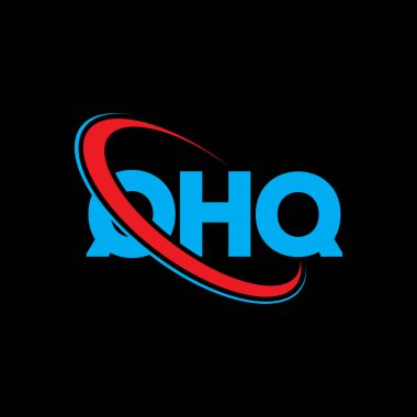QHQ logosu. QHQ mektubu. QHQ harf logosu tasarımı. Çember ve büyük harfli monogram logosuna bağlı baş harfler QHQ logosu. Teknoloji, iş ve emlak markası için QHQ tipografisi.