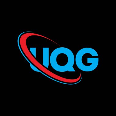 UQG logosu. UQG mektubu. UQG harf logosu tasarımı. Çember ve büyük harfli monogram logosuna bağlı ilk UQG logosu. Teknoloji, iş ve emlak markası için UQG tipografisi.