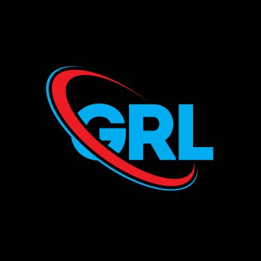 GRI logosu. GRI mektubu. GRI harf logosu tasarımı. Çember ve büyük harfli monogram logosuyla birleştirilmiş GRI logosu. Teknoloji, iş ve emlak markası için GRI tipografisi.