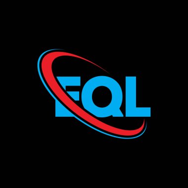 EQL logosu. EQL mektubu. EQL harf logosu tasarımı. Çember ve büyük harfli monogram logosuna bağlı baş harfler. Teknoloji, iş ve emlak markası için EQL tipografisi.