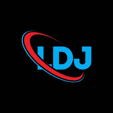 LDJ logosu. LDJ mektubu. LDJ mektup logosu tasarımı. Çember ve büyük harfli monogram logosuna bağlı ilk LDJ logosu. Teknoloji, iş ve emlak markası için LDJ tipografisi.