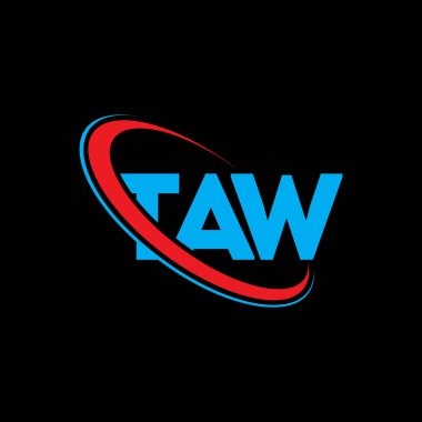 TAW logosu. TAW mektubu. TAW harf logosu tasarımı. Çember ve büyük harfli monogram logosuna bağlı TAW logosu. Teknoloji, iş ve emlak markası için TAW tipografisi.