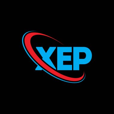 XEP logosu. XEP mektubu. XEP harf logosu tasarımı. Çember ve büyük harfli monogram logosuyla birleştirilmiş XEP logosu. Teknoloji, iş ve emlak markası için XEP tipografisi.