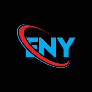 Eny logosu. Mektup. ENY mektup logosu tasarımı. Çember ve büyük harfli monogram logosuna bağlı baş harfler ENY logosu. Teknoloji, iş ve emlak markası için ENY tipografisi.