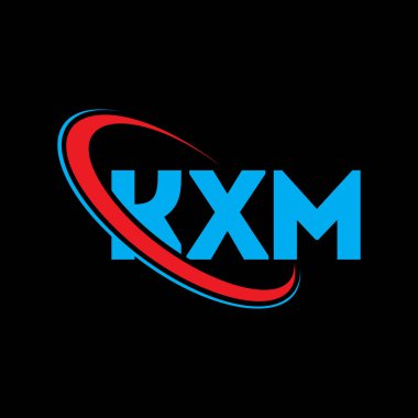 KXM logosu. KXM mektubu. KXM harf logosu tasarımı. Çember ve büyük harfli monogram logosuna bağlı baş harfler KXM logosu. Teknoloji, iş ve emlak markası için KXM tipografisi.