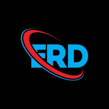 Acil durum logosu. ERD mektubu. ERD mektup logosu tasarımı. Çember ve büyük harfli monogram logosuna bağlı ERD logosu. Teknoloji, iş ve emlak markası için ERD tipografisi.