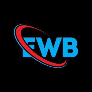 EWB logosu. EWB mektubu. EWB harfi logo tasarımı. Çember ve büyük harfli monogram logosuna bağlı baş harfler EWB logosu. Teknoloji, iş ve emlak markası için EWB tipografisi.