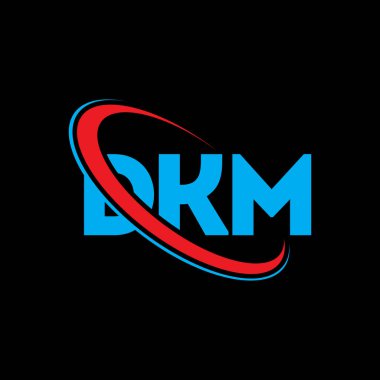 DKM logosu. DKM mektubu. DKM mektup logosu tasarımı. Çember ve büyük harfli monogram logosuna bağlı baş harfler. Teknoloji, iş ve emlak markası için DKM tipografisi.