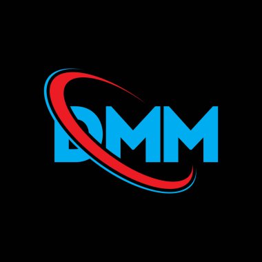 DMM logosu. DMM mektubu. DMM mektup logosu tasarımı. Daire ve büyük harfli monogram logosuna bağlı baş harfler. Teknoloji, iş ve emlak markası için DMM tipografisi.