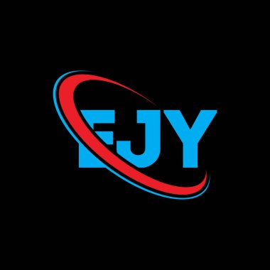 EJY logosu. EJY mektubu. EJY harf logosu tasarımı. Çember ve büyük harfli monogram logosuyla birleştirilmiş EJY logosu. Teknoloji, iş ve emlak markası için EJY tipografisi.