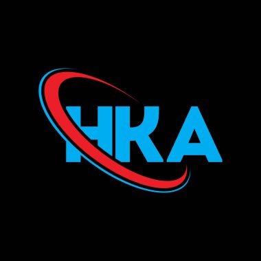 HKA logosu. HKA mektubu. HKA mektup logosu tasarımı. Çember ve büyük harfli monogram logosuyla HKA logosunun baş harfleri. Teknoloji, iş ve emlak markası için HKA tipografisi.