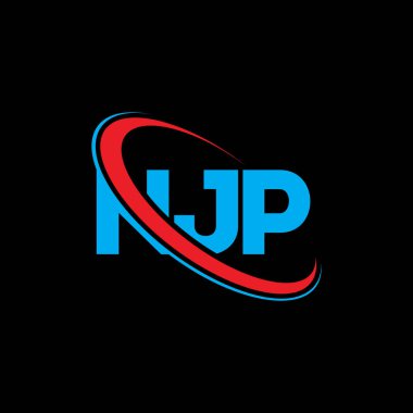 NJP logosu. NJP mektubu. NJP harf logosu tasarımı. Çember ve büyük harfli monogram logosuna bağlı NJP logosu. Teknoloji, iş ve emlak markası için NJP tipografisi.