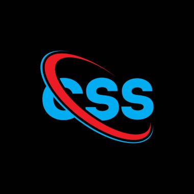 CSS logosu. CSS mektubu. CSS mektup logosu tasarımı. Çember ve büyük harfli monogram logosuna bağlı CSS logosu. Teknoloji, iş ve emlak markası için CSS tipografisi.