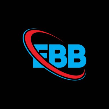 EBB logosu. EBB mektubu. EBB harfli logo tasarımı. Çember ve büyük harfli monogram logosuyla EBB logosunun baş harfleri. Teknoloji, iş ve emlak markası için EBB tipografisi.