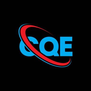 CQE logosu. CQE mektubu. CQE harf logosu tasarımı. Çember ve büyük harfli monogram logosuyla birleştirilmiş CQE logosu. Teknoloji, iş ve emlak markası için CQE tipografisi.