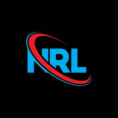 NRL logosu. NRL mektubu. NRL mektup logosu tasarımı. Çember ve büyük harfli monogram logosuna bağlı baş harfler NRL logosu. Teknoloji, iş ve emlak markası için NRL tipografisi.