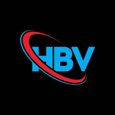 HBV logosu. HBV mektubu. HBV harf logosu tasarımı. Çember ve büyük harfli monogram logosuna bağlı HBV logosu. Teknoloji, iş ve emlak markası için HBV tipografisi.