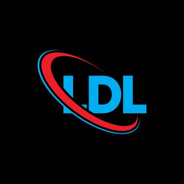 LDL logosu. LDL mektubu. LDL harf logosu tasarımı. Çember ve büyük harfli monogram logosuna bağlı LDL logosu. Teknoloji, iş ve emlak markası için LDL tipografisi.