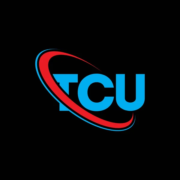 Tcu Logosu Tcu Mektubu Tcu Harf Logosu Tasarımı Çember Büyük — Stok Vektör