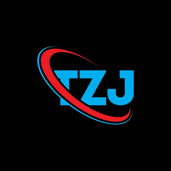 Tzj Logosu Tzj Mektubu Tzj Harf Logosu Tasarımı Çember Büyük — Stok Vektör