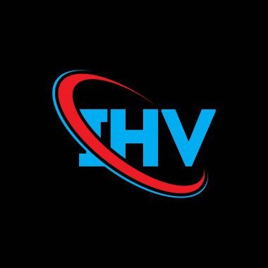 IHV logosu. IHV harfi. IHV harf logosu tasarımı. Daireye ve büyük harfli monogram logosuna bağlı ilk IHV logosu. Teknoloji, iş ve emlak markası için IHV tipografisi.