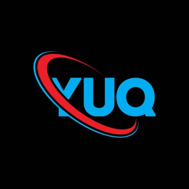 YUQ logosu. YUQ mektubu. YUQ harfi logo tasarımı. Yuvarlak ve büyük harfli monogram logosuyla birleştirilmiş YUQ logosu. Teknoloji, iş ve emlak markası için YUQ tipografisi.