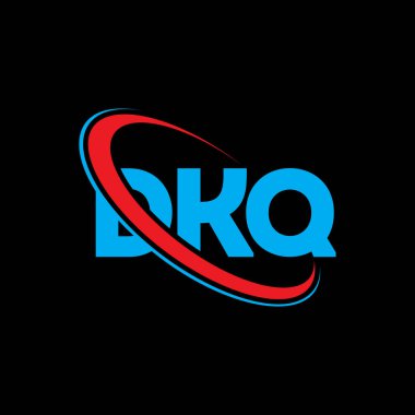 DKQ logosu. DKQ mektubu. DKQ harf logosu tasarımı. Daire ve büyük harfli monogram logosuna bağlı baş harfler DKQ logosu. Teknoloji, iş ve emlak markası için DKQ tipografisi.