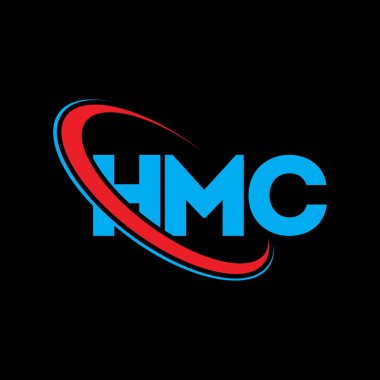 HMC logosu. HMC mektubu. HMC harf logosu tasarımı. Çember ve büyük harfli monogram logosuyla HMC logosunun baş harfleri. Teknoloji, iş ve emlak markası için HMC tipografisi.