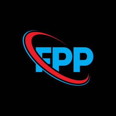 FPP logosu. FPP mektubu. FPP harf logosu tasarımı. Çember ve büyük harfli monogram logosuna bağlı FPP logosu. Teknoloji, iş ve emlak markası için FPP tipografisi.