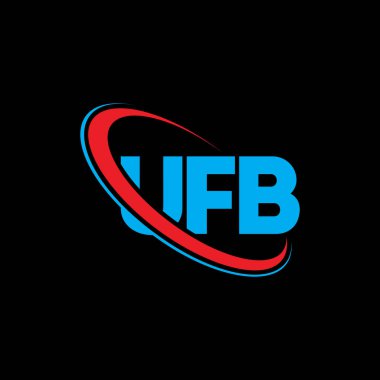 UFB logosu. UFB mektubu. UFB harfli logo tasarımı. Çember ve büyük harfli monogram logosuna bağlı ilk UFB logosu. Teknoloji, iş ve emlak markası için UFB tipografisi.