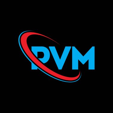 PVM logosu. PVM mektubu. PVM harf logosu tasarımı. Çember ve büyük harfli monogram logosuna bağlı baş harfler PVM logosu. Teknoloji, iş ve emlak markası için PVM tipografisi.