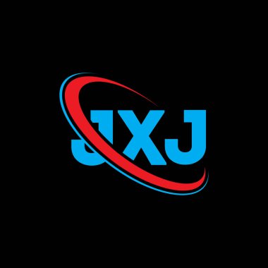 JXJ logosu. JXJ mektubu. JXJ harf logosu tasarımı. Çember ve büyük harfli monogram logosuna bağlı baş harfler JXJ logosu. Teknoloji, iş ve emlak markası için JXJ tipografisi.