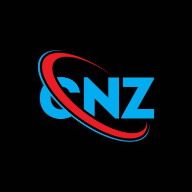 CNZ logosu. CNZ mektubu. CNZ harf logosu tasarımı. Çember ve büyük harfli monogram logosuna bağlı CNZ logosu. CNZ teknoloji, iş ve emlak markası tipografisi.