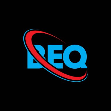 BeQ logosu. BeQ mektubu. BEQ harf logosu tasarımı. Çember ve büyük harfli monogram logosuna bağlı BeQ logosu. Teknoloji, iş ve emlak markaları için BEQ tipografisi.