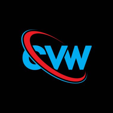 CVW logosu. CVW mektubu. CVW harf logosu tasarımı. Çember ve büyük harfli monogram logosuyla birleştirilmiş CVW logosu. Teknoloji, iş ve emlak markası için CVW tipografisi.