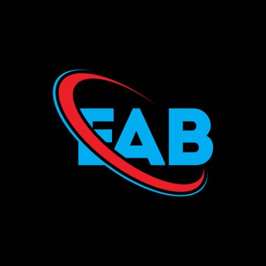 EAB logosu. EAB mektubu. EAB harf logosu tasarımı. Çember ve büyük harfli monogram logosuyla EAB logosunun baş harfleri. Teknoloji, iş ve emlak markası için EAB tipografisi.
